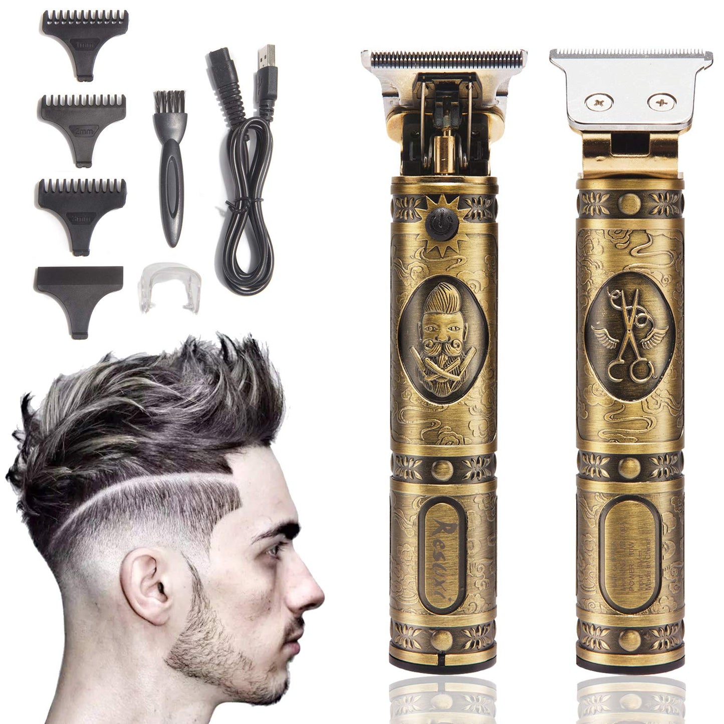 Rechargeable Clippers for Hair Cutting, Hair Trimmer Metal Body Cutting Haircut Kit Beard Shaving Trimming Barbershop Professional