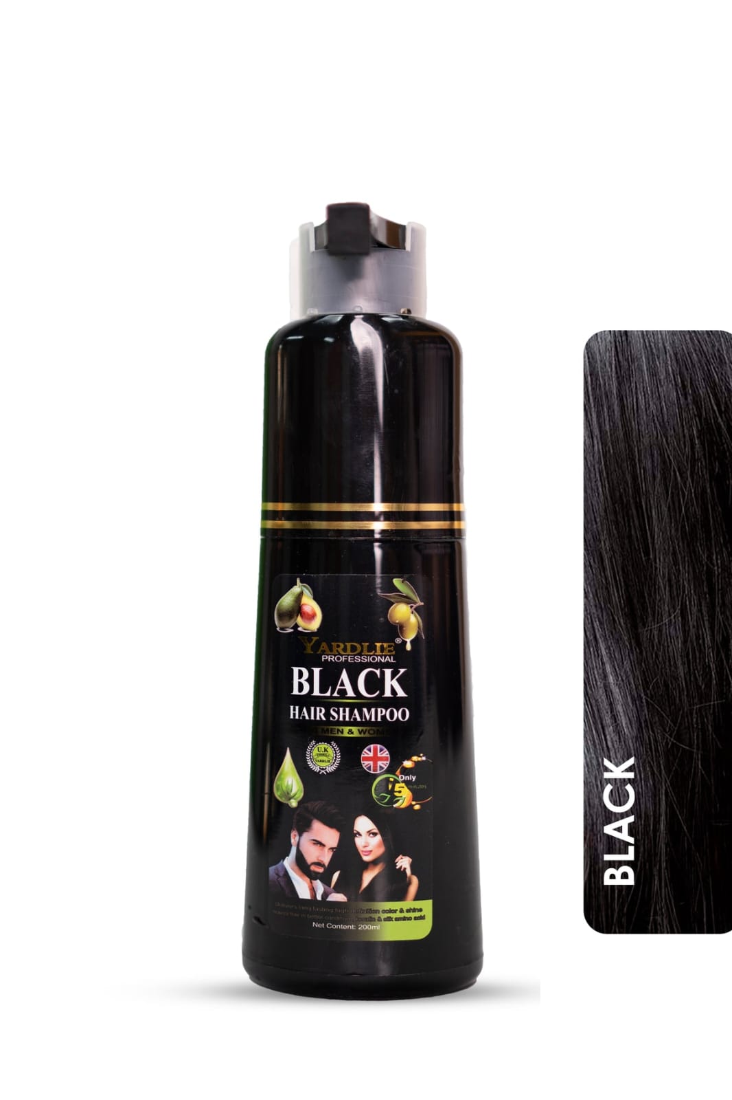 Hair Color Shampoo – Natural Black & Brown, No Ammonia, 8-in-1 Formula, Quick Dye | Yardlie (200ml)