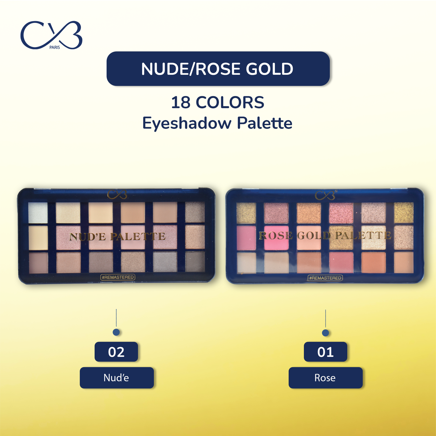 CVB Paris Nude/Rose Gold 18 Colors Eyeshadow Palette